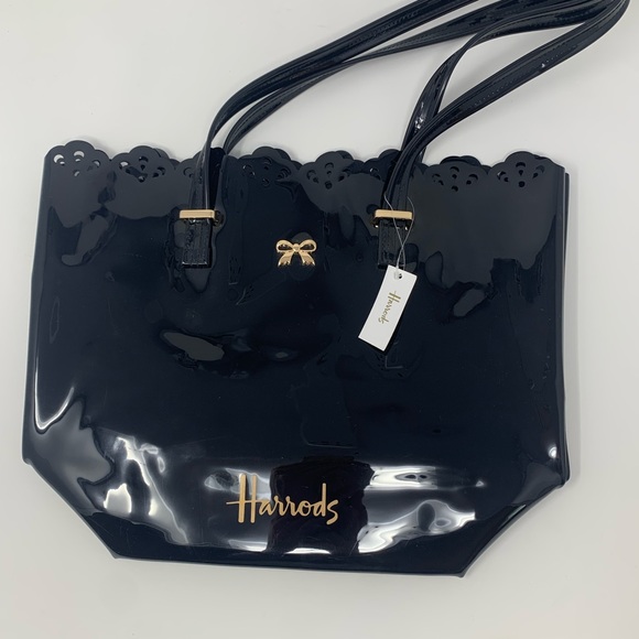 Harrods Bags Nwt Harrods Vintage Lace Black Patent Leather Poshmark